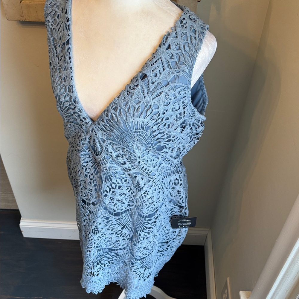 Lulus Truly Beloved Dusty Blue Lace Bodycon Dress NWT - Picture 9 of 16